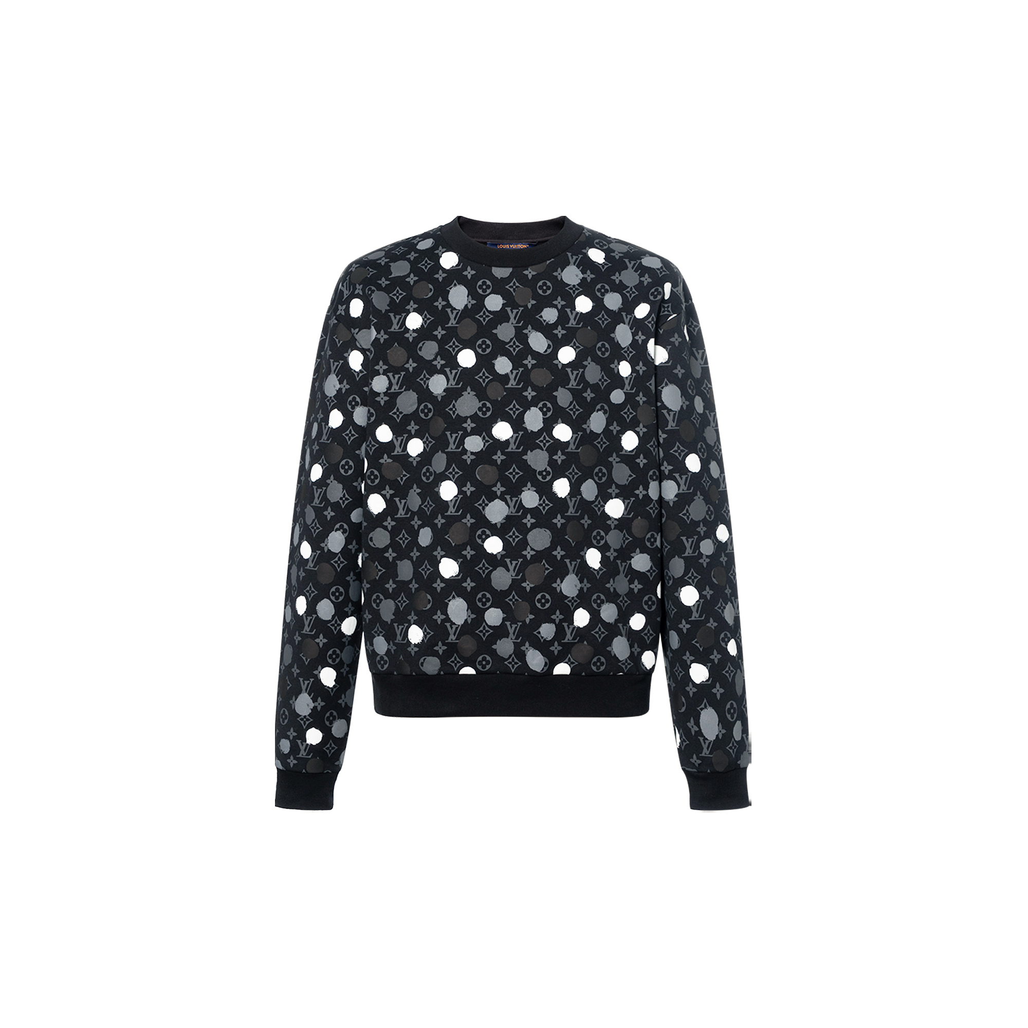 LOUIS VUITTON x Yayoi Kusama SS23 Polka Dot Logo Print Black  Sweatshirt. 1AB6J7