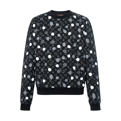 LOUIS VUITTON Yayoi Kusama SS23 Polka Dot Logo Print Black Sweatshirt. 1AB6J7