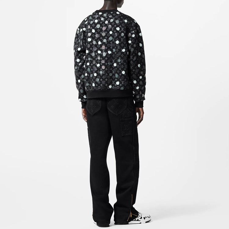 Shop LOUIS VUITTON x Yayoi Kusama SS23 Logo Polka Dot Hitam Sweatshirt. 1AB6J7