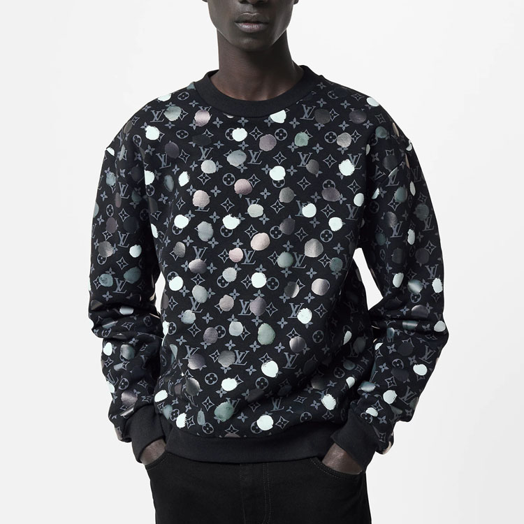 Purchase LOUIS VUITTON x Yayoi Kusama SS23 Logo Polka Dot Hitam Sweatshirt. 1AB6J7