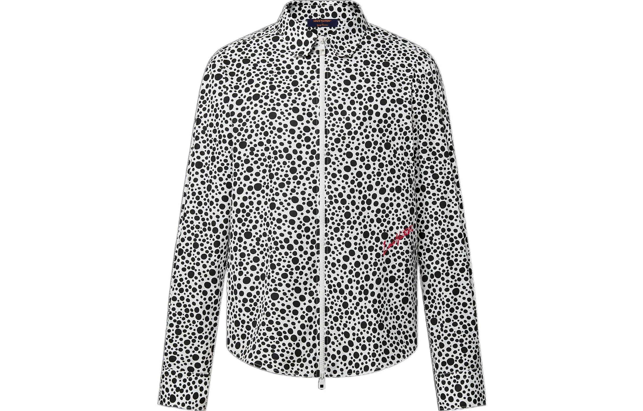 LOUIS VUITTON x Yayoi Kusama SS23 Polka Dot Zip-Up White Long Sleeve Shirt Mens. 1AB6I2
