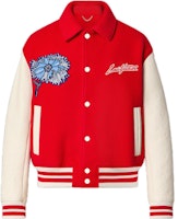 LOUIS VUITTON x Yayoi Kusama SS23 Red Embroidered Letter Baseball Jacket Mens. 1AB8I1 LOUIS VUITTON x Yayoi Kusama SS23 Red Embroidered Letter Baseball Jacket Mens. 1AB8I1