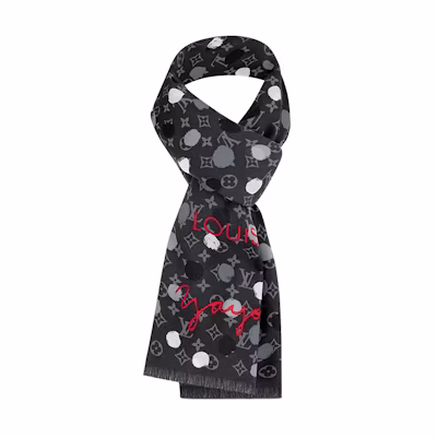LOUIS VUITTON YK Painted Dots Wool Scarf Unisex Limited Edition. M78300