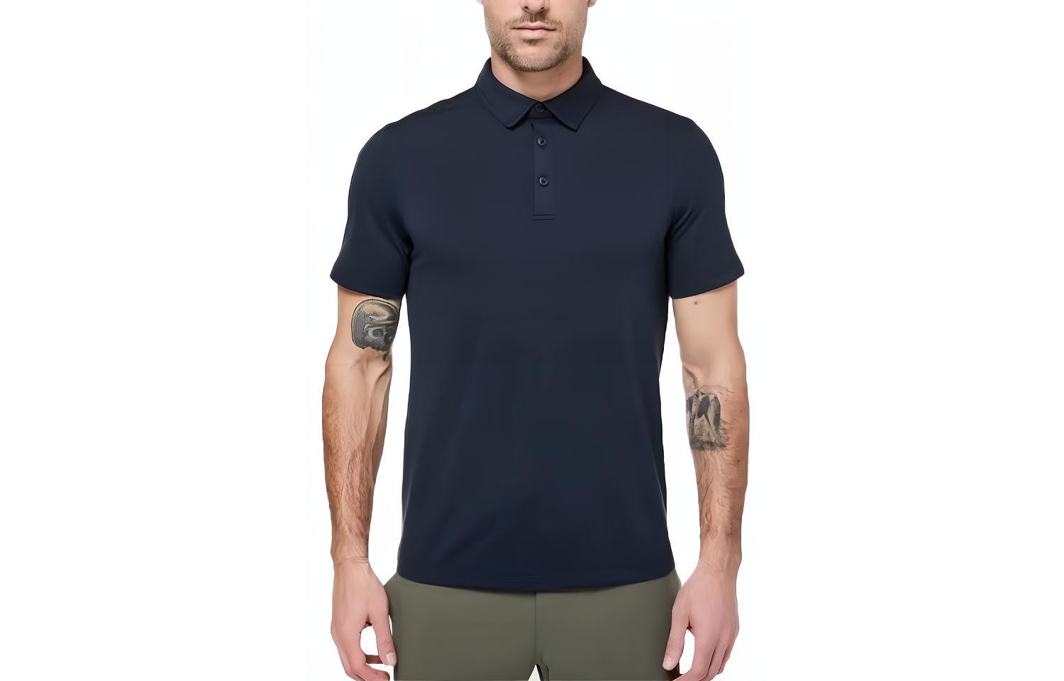 Lululemon  Propel Polo Shirt Black - Casual Solid Color Short Sleeve. LM3F42S