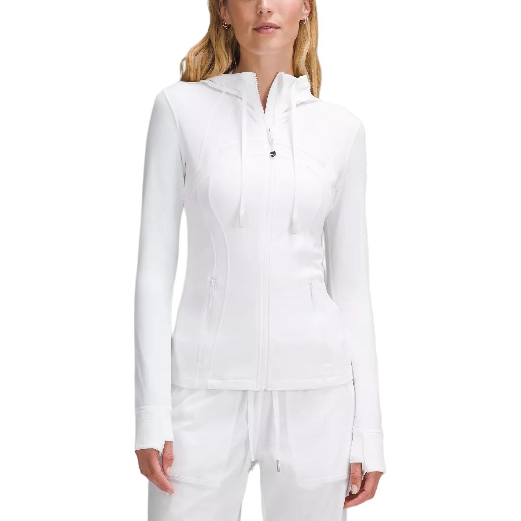 Sizing Lululemon Define Jaket Tudung Warna Solid Kelabu Cerah Lengan Panjang Kasual LW3HODS