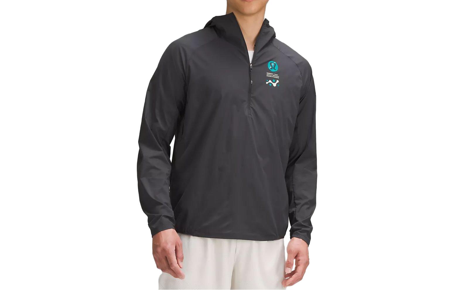 Lululemon Fast and Free Solid Half-Zip Logo Print Hoodie Jacket LM4AL9S