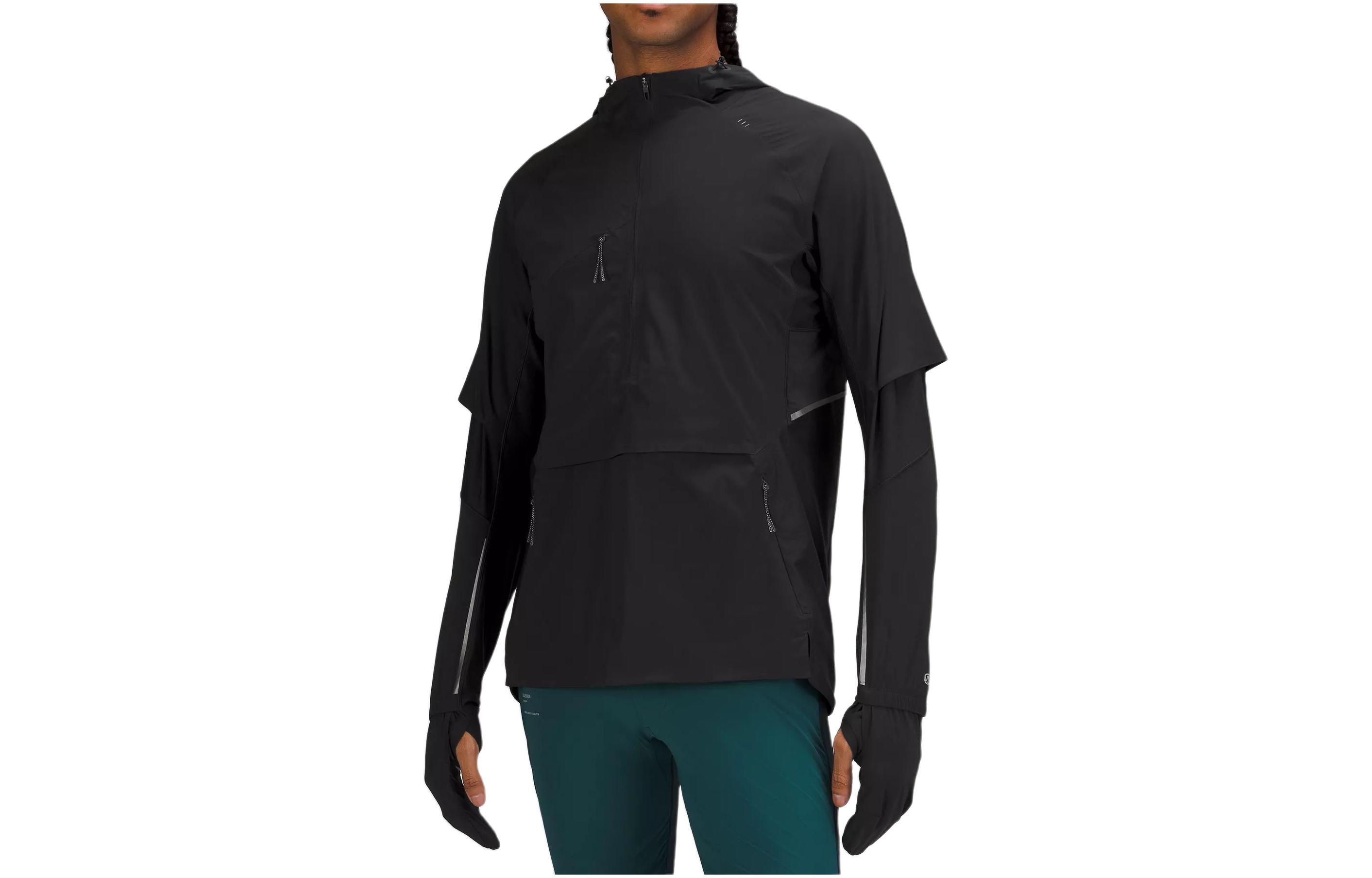 Lululemon Shift Stitch Hoodie Black Waffle-Knit Casual Long Sleeve LM3BQES