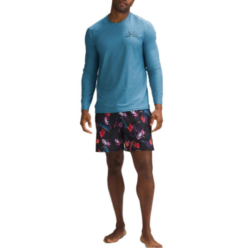 lululemon SS23 Waterside Graphic Print Long Sleeve Swimsuit for Men LM3EJLS