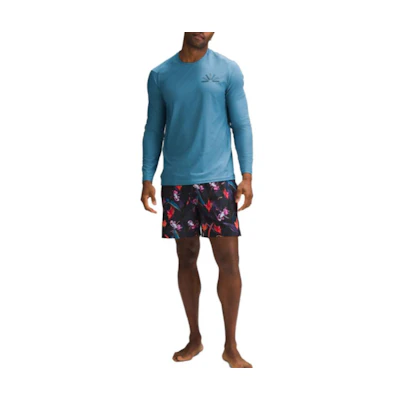lululemon SS23 Waterside Graphic Print Long Sleeve Swimsuit for Men LM3EJLS