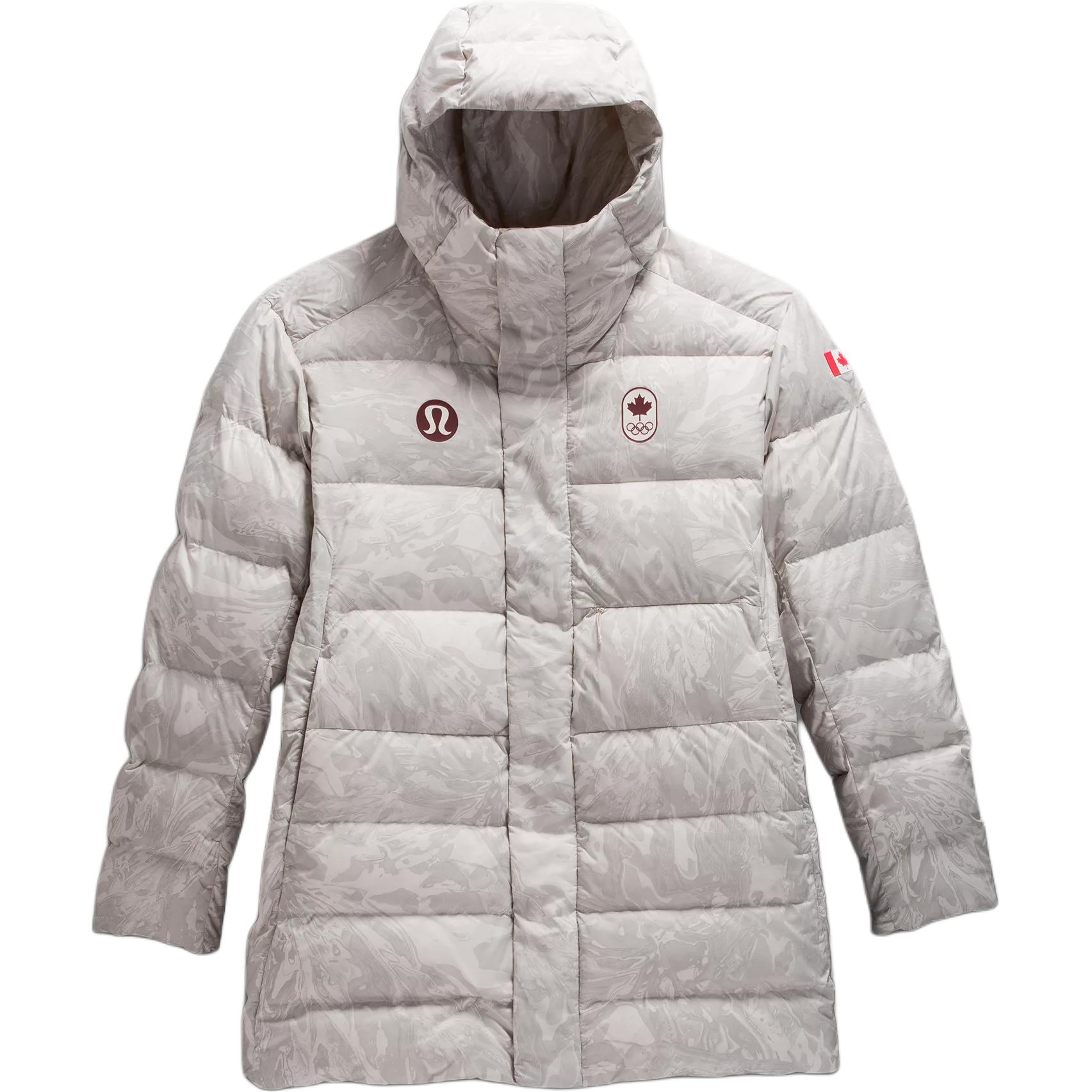 Lululemon Team Canada Down Jacket COC Logo Long Sleeve Hoodie White LM4AIOS