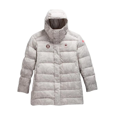 Lululemon Team Canada Down Jacket COC Logo Long Sleeve Hoodie White LM4AIOS