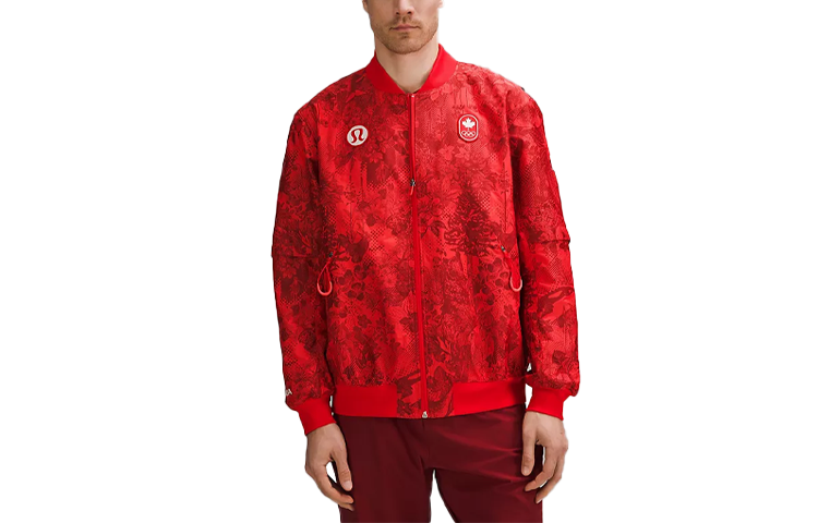Lululemon Team Canada SS24 Olympic Print Breathable Jacket Red LM4AQ4S