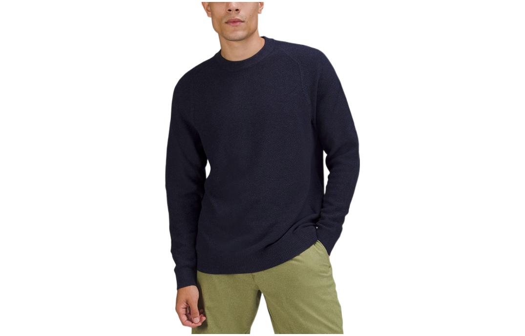Lululemon Textured Knit Solid Crew Neck Loose Fit Sweater Men LM3DQBS