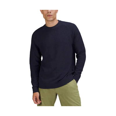 Lululemon Textured Knit Solid Crew Neck Loose Fit Sweater Men LM3DQBS