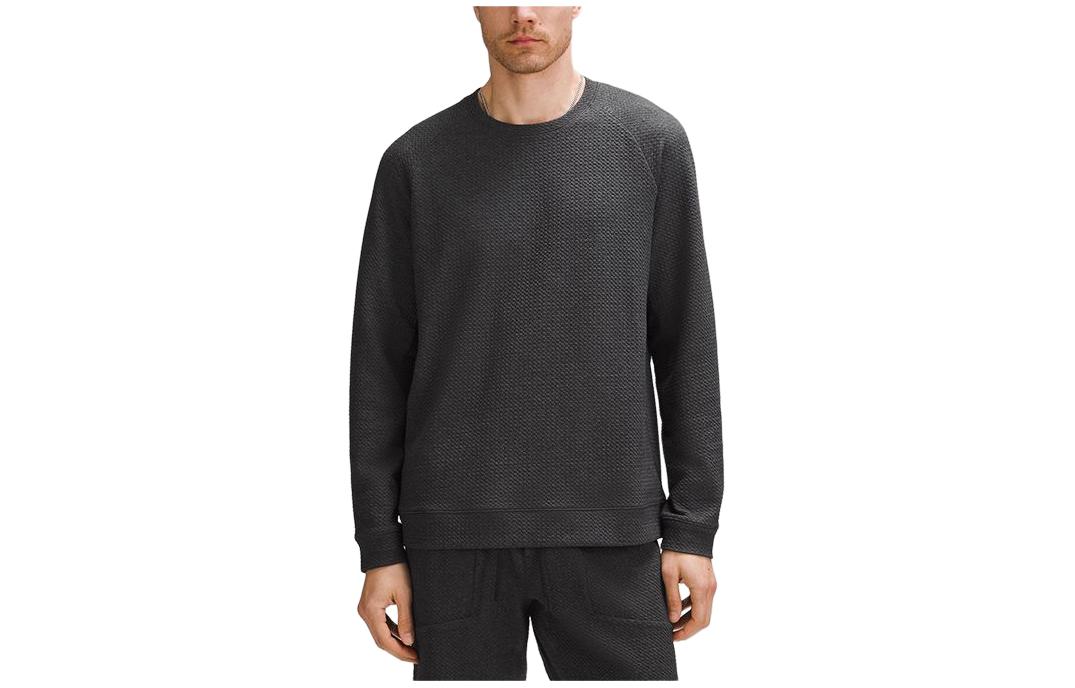 Order 루루레몬 텍스처 솔리드 컬러 니트 크루넥 맨투맨 남성용 LM3EOXS