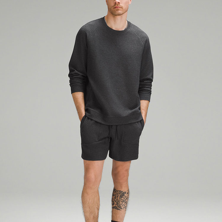 Shop 루루레몬 텍스처 솔리드 컬러 니트 크루넥 맨투맨 남성용 LM3EOXS