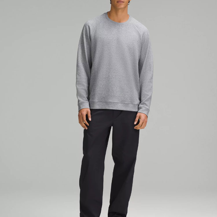 Sizing 루루레몬 텍스처 솔리드 컬러 니트 크루넥 맨투맨 남성용 LM3EOXS