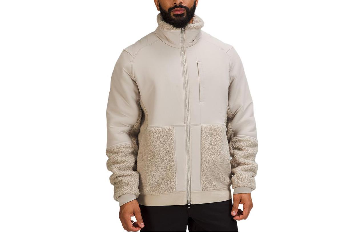 Lululemon Textured Solid Color Zip-Up Jacket with Pockets for Men LM4AECS