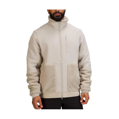 Lululemon Textured Solid Color Zip-Up Jacket with Pockets for Men LM4AECS