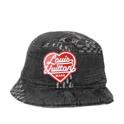 LV NIGO Louis Vuitton Bone Denim Cotton Bucket Hat Grey/Black MP3244