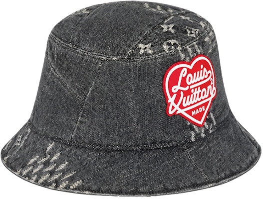 LV x NIGO Louis Vuitton Bone Denim Cotton Bucket Hat Grey/Black MP3244 Order LV x NIGO Louis Vuitton Bone Denim Cotton Bucket Hat Grey/Black MP3244