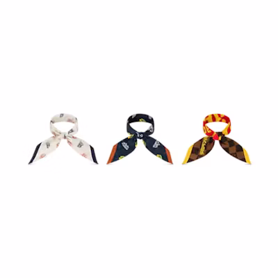 LV Nigo Louis Vuitton Scarf White/Multicolor Silk Bandana. MP3254