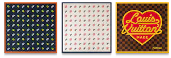 Shop LV x Nigo 路易威登白色/多色絲巾絲質方巾 MP3254
