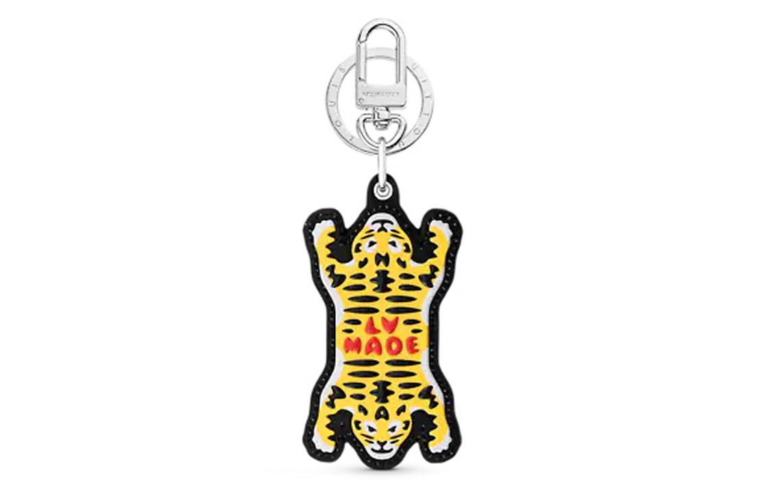 LV x NIGO Louis Vuitton Tiger Leather Keychain Yellow Unisex Couple Style. MP3221