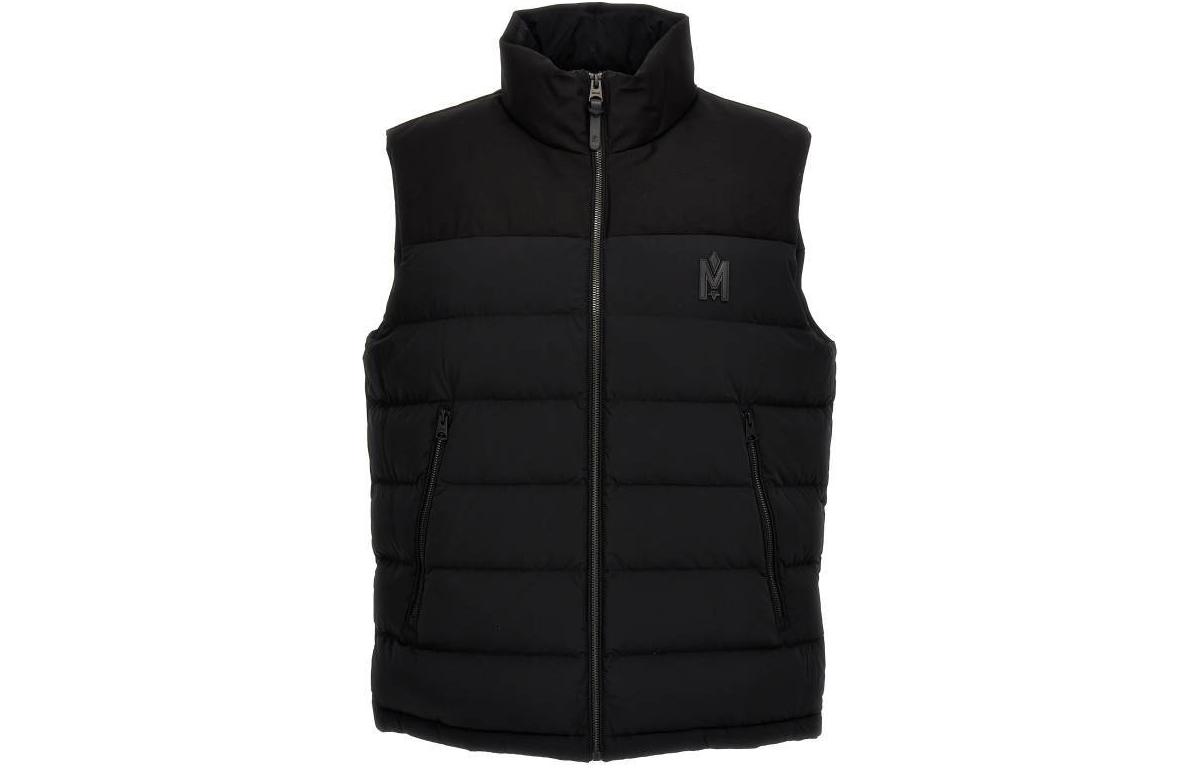 MACKAGE BOBBIE  Black Puffer Vest with Logo Print and Stand Collar. BOBBIEZBLACK