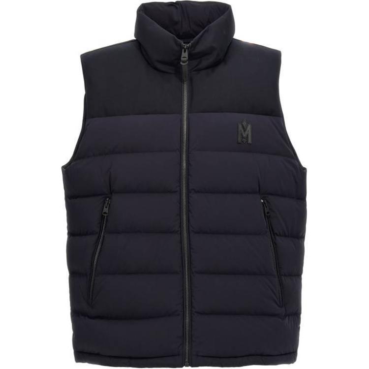 MACKAGE Bobbie Navy Blue  Vest with Plain Letter Patch and Zip-Up Design BOBBIEZC0403