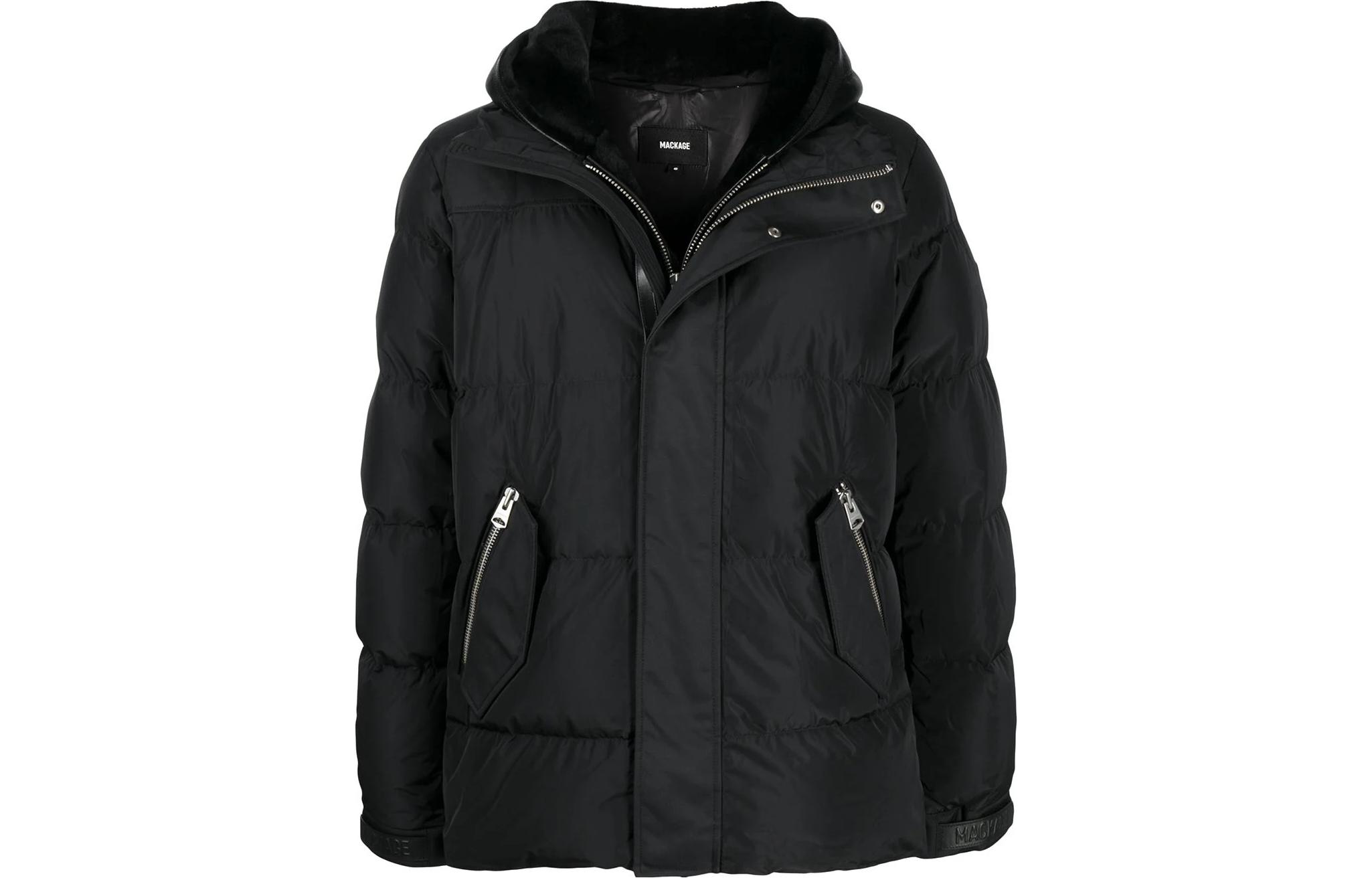 MACKAGE Riley Unisex Solid Color Hooded Zip Long Sleeve Cotton Jacket RILEYBLACK