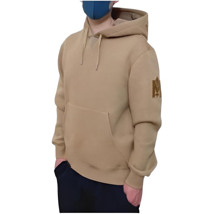 MACKAGE Solid Color Logo Hoodie Brown Unisex Pullover with Drawstring. KRYS-Camel
