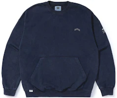 MADNESS FW22 Logo Print Crewneck Pullover Sweatshirt Mens Deep Blue. 22FW-SW-WSH-D002-NV MADNESS FW22 Logo Print Crewneck Pullover Sweatshirt Mens Deep Blue. 22FW-SW-WSH-D002-NV