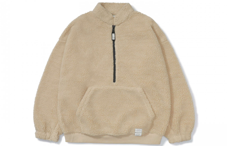 MADNESS Half-Zip Plush Jacket Beige Unisex - Cozy and Gift-Ready 21FW-JKT-FLC-D001-BG