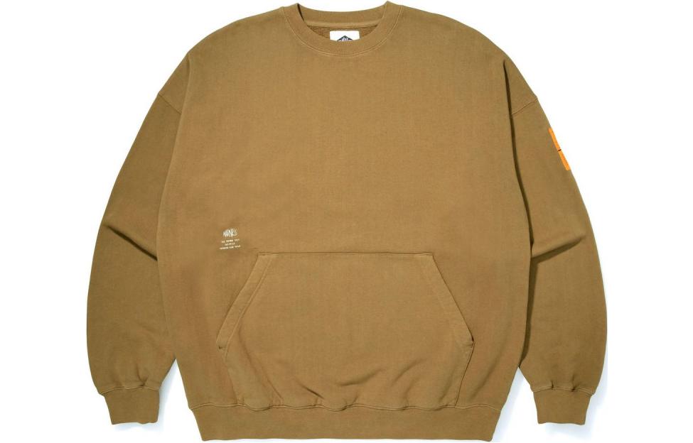MADNESS Solid Orange Label Crewneck Sweatshirt Khaki Unisex Style. 22FW-SW-D001-BG