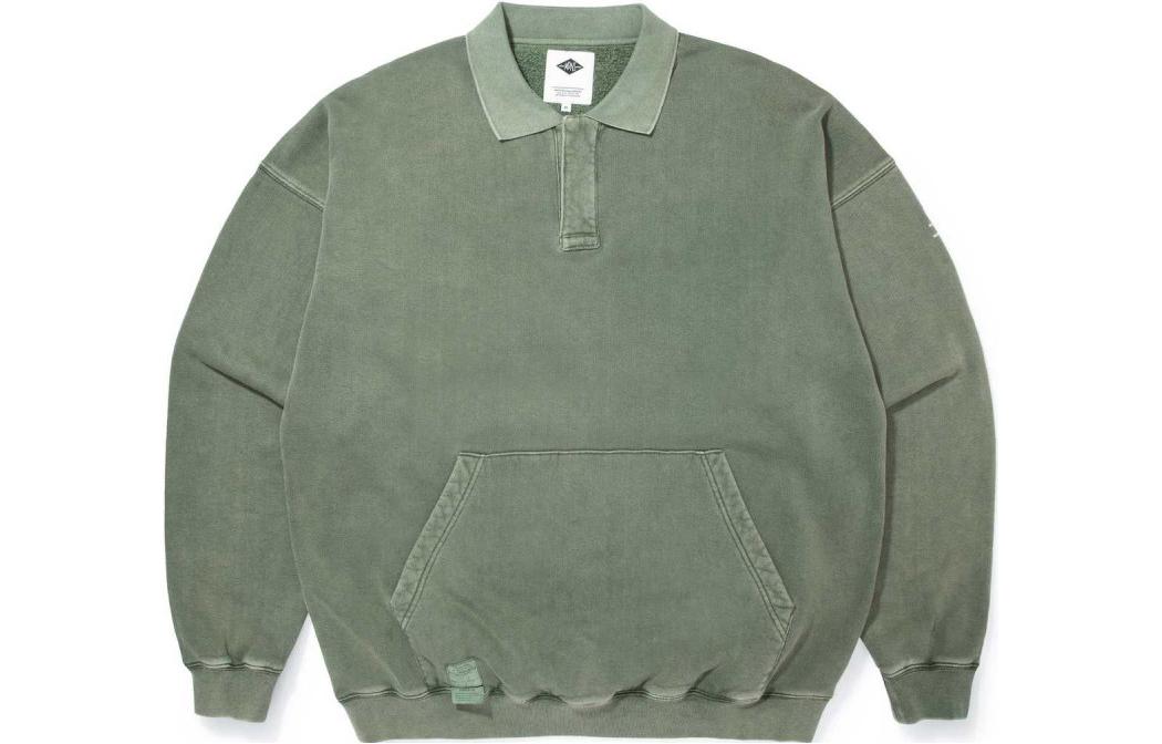 MADNESS Washed Solid Pullover Unisex Sweatshirt Army Green 22FW-TP-OL-OD00-1AG