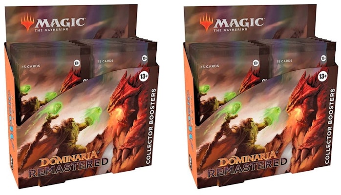 Magic: The Gathering TCG Dominaria Remastered Collector Booster Box 12 Packs (180 Cards) 2x Lot Buy Magic: The Gathering TCG Dominaria Remastered Collector Booster Box 12 Packs (180 Cards) 2x Lot