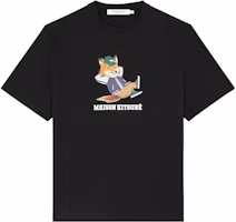 Maison Kitsune Black Animal Graphic Logo Print Crewneck T-Shirt KM00103KJ0008-P199 Maison Kitsune Black Animal Graphic Logo Print Crewneck T-Shirt KM00103KJ0008-P199