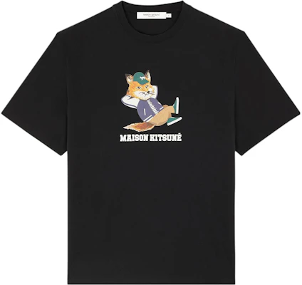 Maison Kitsune Black Animal Graphic Logo Print Crewneck T-Shirt KM00103KJ0008-P199 Buy Maison Kitsune Black Animal Graphic Logo Print Crewneck T-Shirt KM00103KJ0008-P199