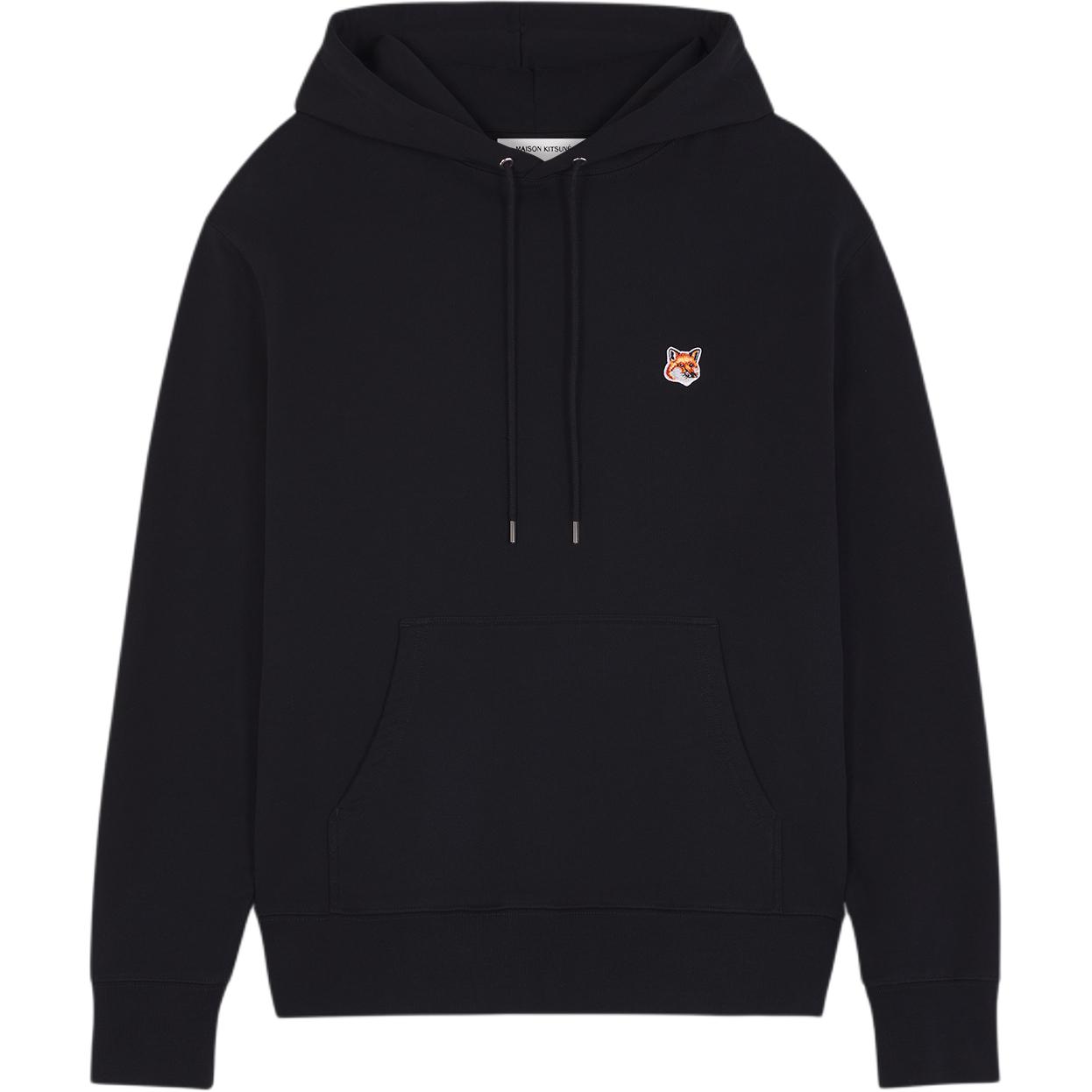 Maison Kitsune  Black Pullover Hoodie with Solid Logo Design. LM00702KM0001-P199