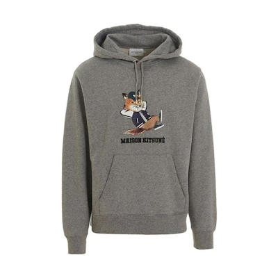 Maison Kitsune Cartoon Graphic Hoodie Grey Long Sleeve Pullover. KM00307KM0001-H1