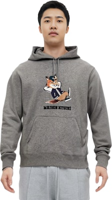 Maison Kitsune Hoodie Kelabu Lengan Panjang Kartun Grafik Pullover. KM00307KM0001-H1 Shop Maison Kitsune Hoodie Kelabu Lengan Panjang Kartun Grafik Pullover. KM00307KM0001-H1