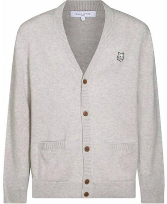 Maison Kitsune Kardigan Rajut Kelabu V-Leher Berbutang dengan Logo. NM00506KT1006-H120 Buy Maison Kitsune Kardigan Rajut Kelabu V-Leher Berbutang dengan Logo. NM00506KT1006-H120