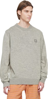 Maison Kitsune Logo半高領灰色套頭運動衫 NM00805KT1006-H120 Shop Maison Kitsune Logo半高領灰色套頭運動衫 NM00805KT1006-H120