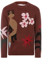 Maison Kitsune Loose Fit Cartoon Plant Sweater - Dark Red. JM00544KT1006 Maison Kitsune Loose Fit Cartoon Plant Sweater - Dark Red. JM00544KT1006