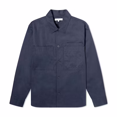 Maison Kitsune Solid Navy Loose Fit Button-Up Jacket. MM00401WW0078-P492
