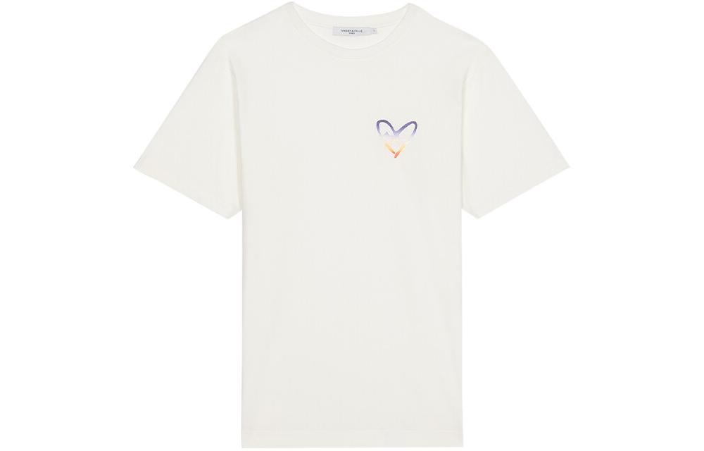 Maison Kitsune  T-Shirt with Heart Fox Graphic Print Crew Neck Short Sleeve IM00142KJ0087-P101