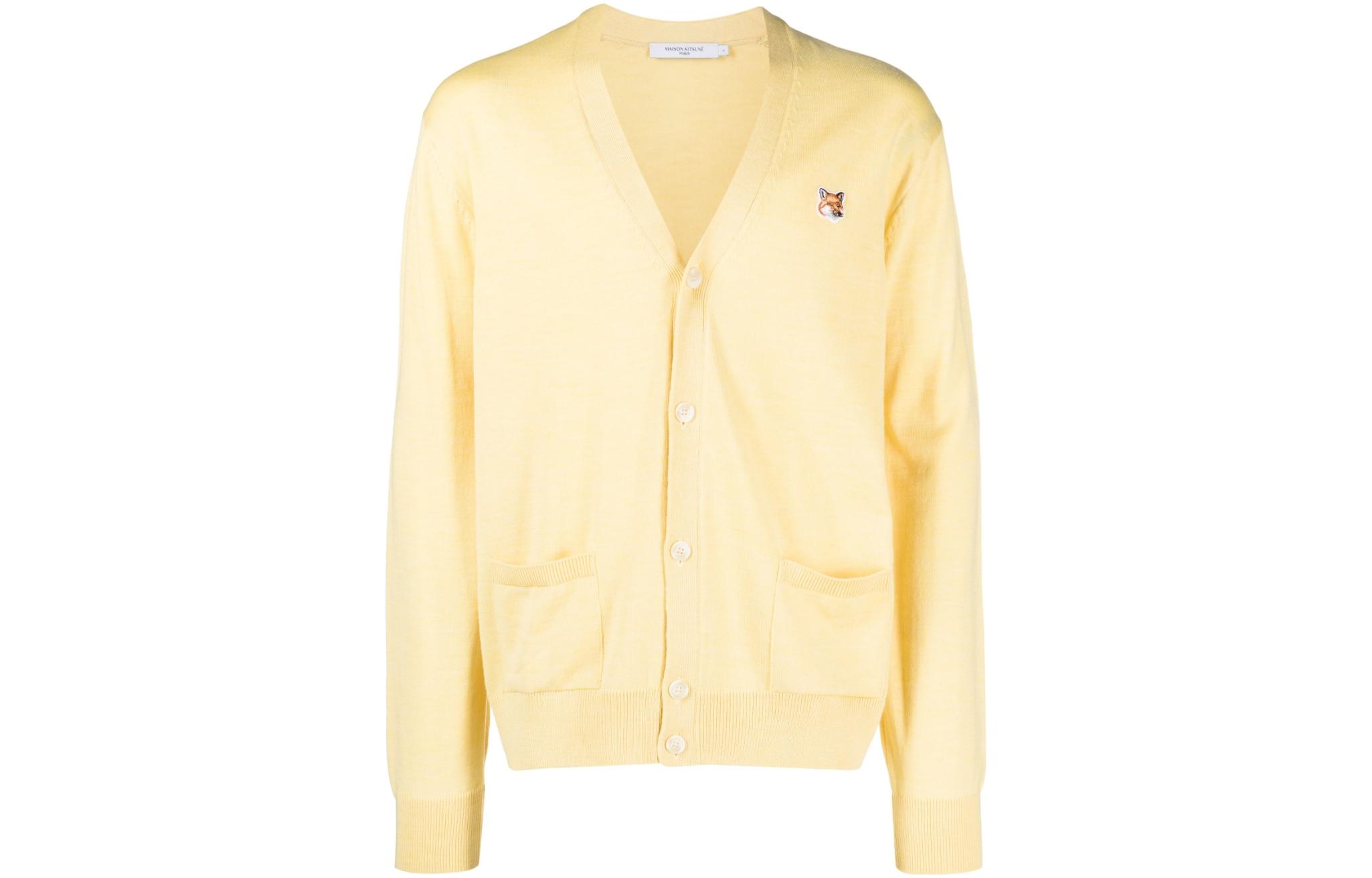 Maison Kitsune  V-Neck Solid Color Knit Sweater GU00542KT1036-P724