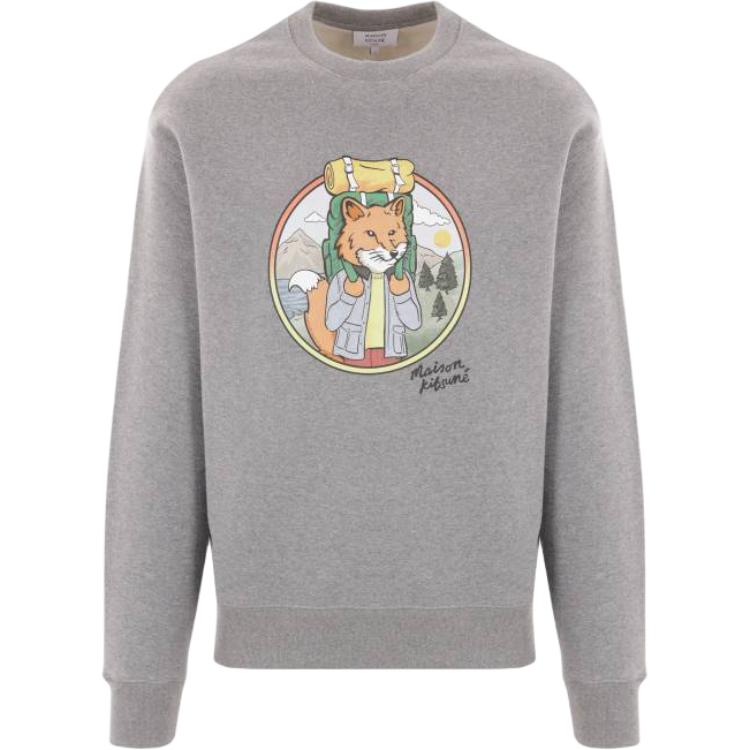 Maison Kitsune Animal Print Crewneck Pullover Sweatshirt Men’s Navy LM00311KM0001-P480