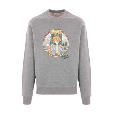 Maison Kitsune Animal Print Crewneck Pullover Sweatshirt Men’s Navy LM00311KM0001-P480